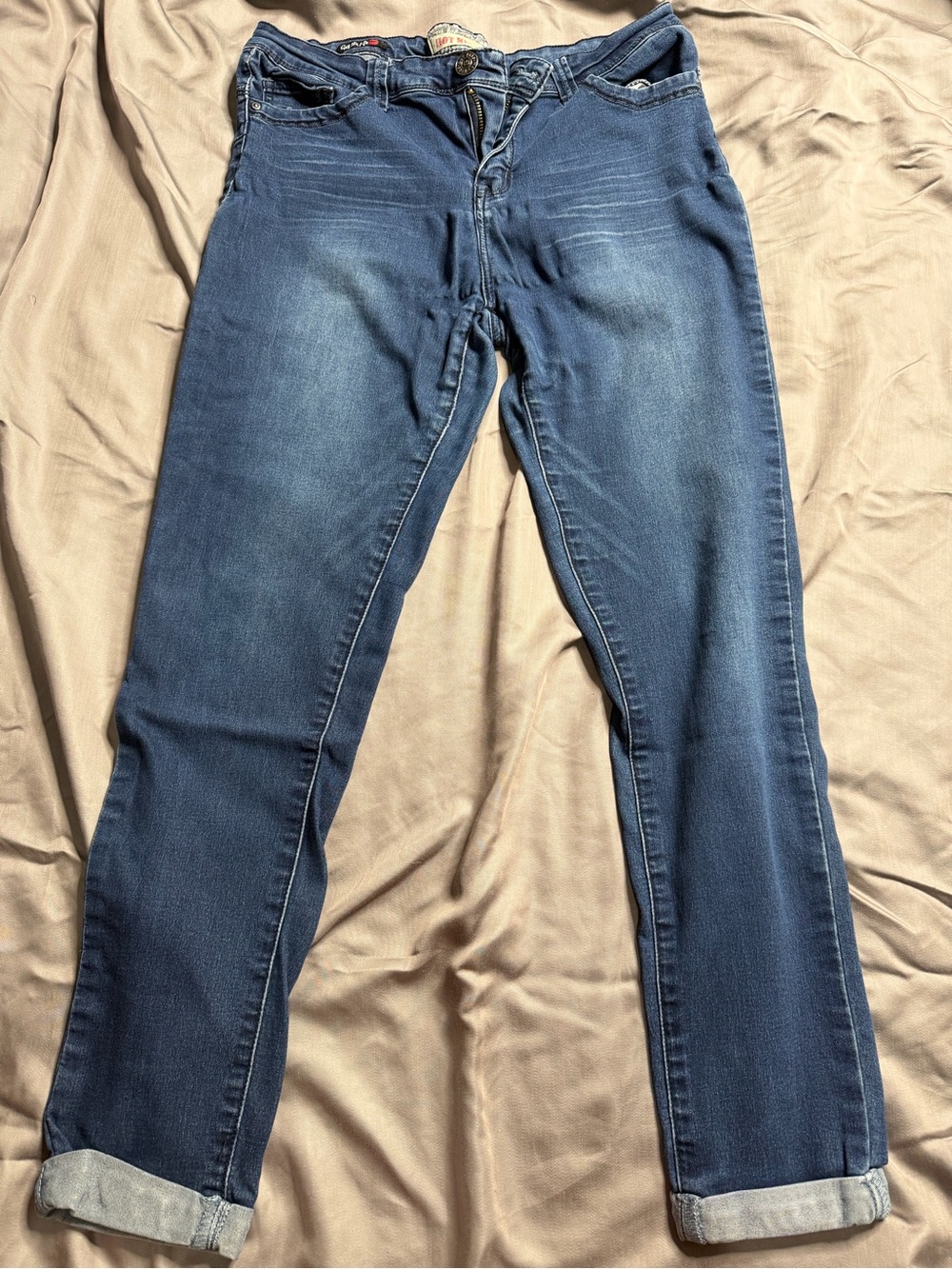 Hot Kiss Blue Rolled-Cuff Boyfriend Jeans